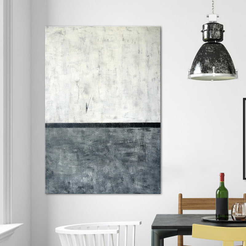2-Tone Color Blocking Canvas Grey and White Minimalism Wall Art Print for Dining Room Clearhalo 'Art Gallery' 'Canvas Art' 'Contemporary Art Gallery' 'Modern' Arts' 1599904