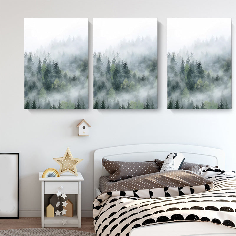 Modern Foggy Forest Wall Art Pastel Color Living Room Canvas Print, Textured Clearhalo 'Art Gallery' 'Canvas Art' 'Contemporary Art Gallery' 'Modern' Arts' 1599947