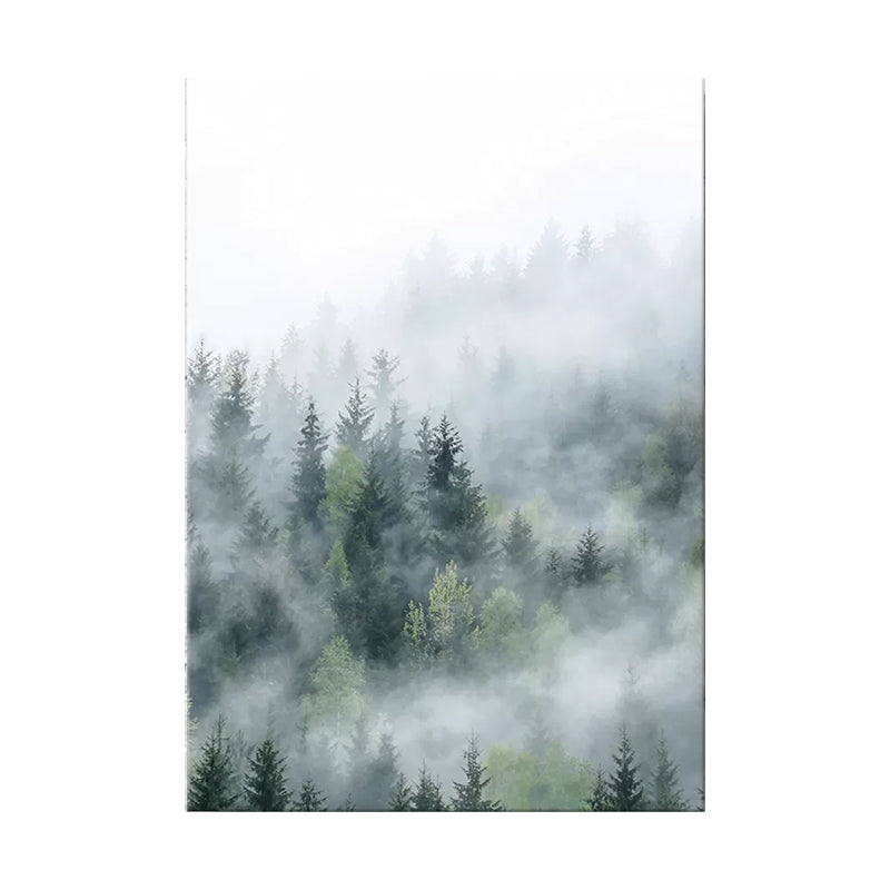Modern Foggy Forest Wall Art Pastel Color Living Room Canvas Print, Textured Clearhalo 'Art Gallery' 'Canvas Art' 'Contemporary Art Gallery' 'Modern' Arts' 1599948