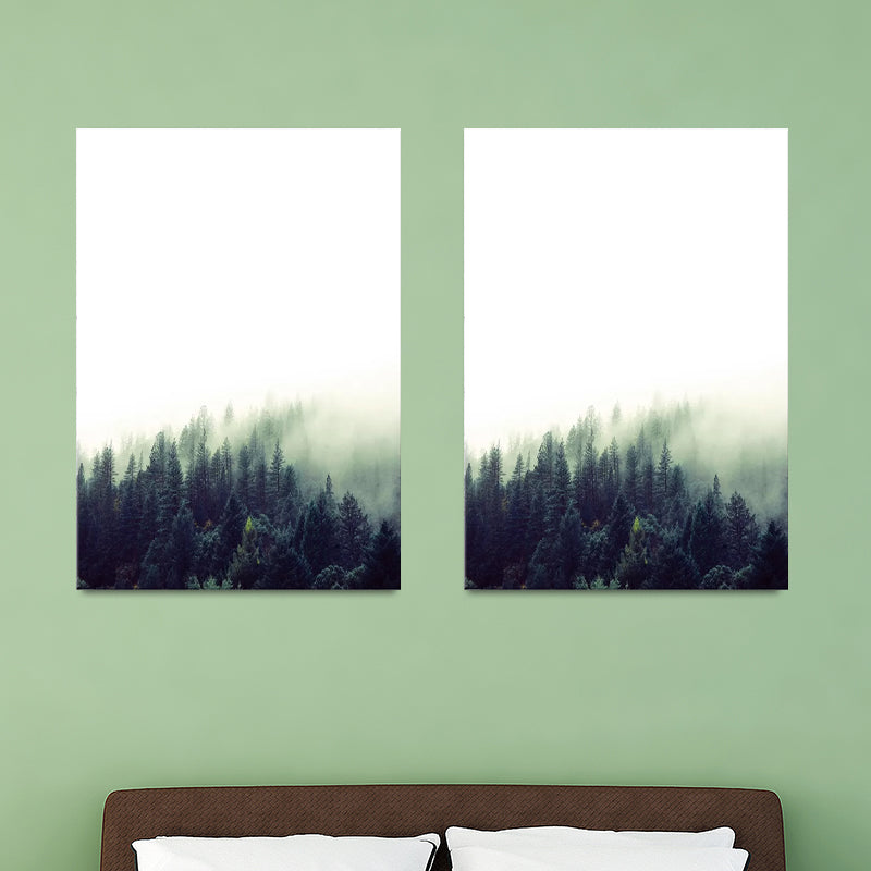 Modern Foggy Forest Wall Art Pastel Color Living Room Canvas Print, Textured Clearhalo 'Art Gallery' 'Canvas Art' 'Contemporary Art Gallery' 'Modern' Arts' 1599954