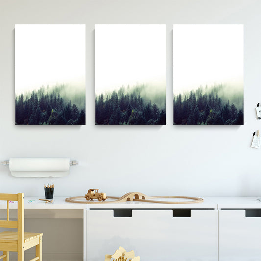 Modern Foggy Forest Wall Art Pastel Color Living Room Canvas Print, Textured Clearhalo 'Art Gallery' 'Canvas Art' 'Contemporary Art Gallery' 'Modern' Arts' 1599955