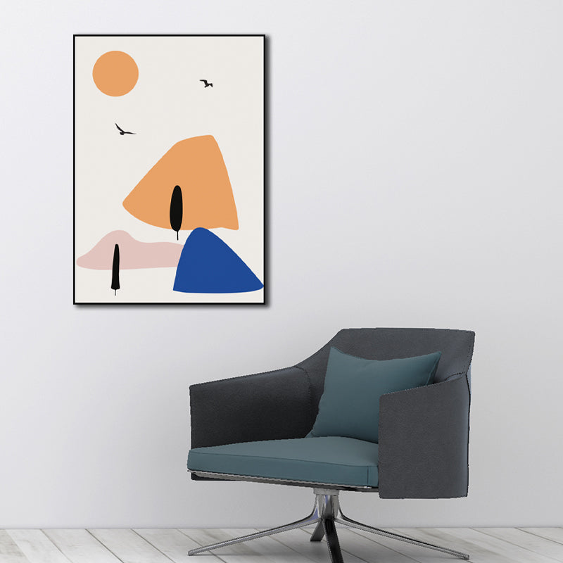 Minimalist Mountain Scenery Wall Art Blue and Orange Textured Canvas Print for Home Clearhalo 'Art Gallery' 'Canvas Art' 'Industrial' 'Mid-Century Modern' 'Minimalist Art Gallery' Arts' 1599969