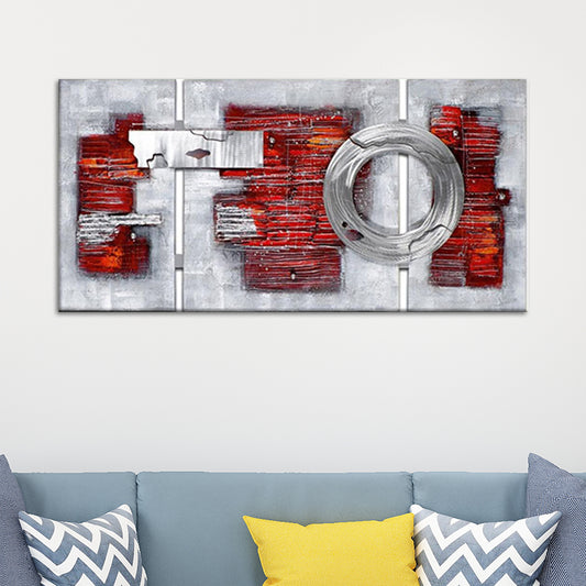 Modern Abstract Brickwork Painting Red-Grey Textured Canvas Wall Art for Living Room Clearhalo 'Art Gallery' 'Canvas Art' 'Contemporary Art Gallery' 'Modern' Arts' 1599997