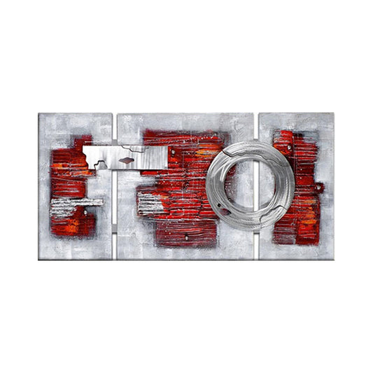 Modern Abstract Brickwork Painting Red-Grey Textured Canvas Wall Art for Living Room Clearhalo 'Art Gallery' 'Canvas Art' 'Contemporary Art Gallery' 'Modern' Arts' 1599999