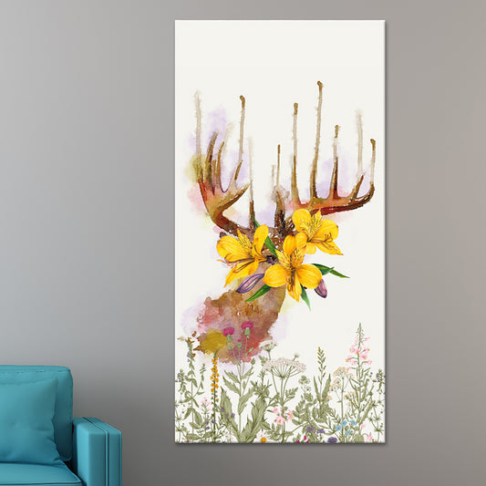 Animal with Flower Head Painting Modern Stylish Textured Girls Bedroom Canvas Wall Art Clearhalo 'Art Gallery' 'Canvas Art' 'Contemporary Art Gallery' 'Modern' Arts' 1600024