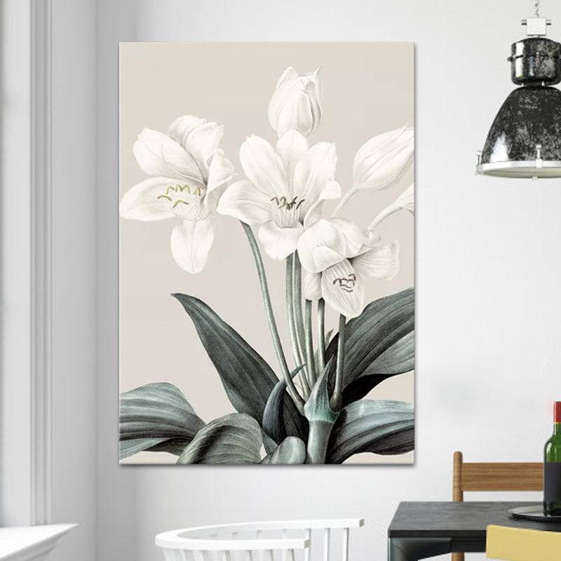 Still Life Flowers Painting Canvas Print Modern Textured Wall Art for Girls Room White Clearhalo 'Art Gallery' 'Canvas Art' 'Contemporary Art Gallery' 'Modern' Arts' 1600036
