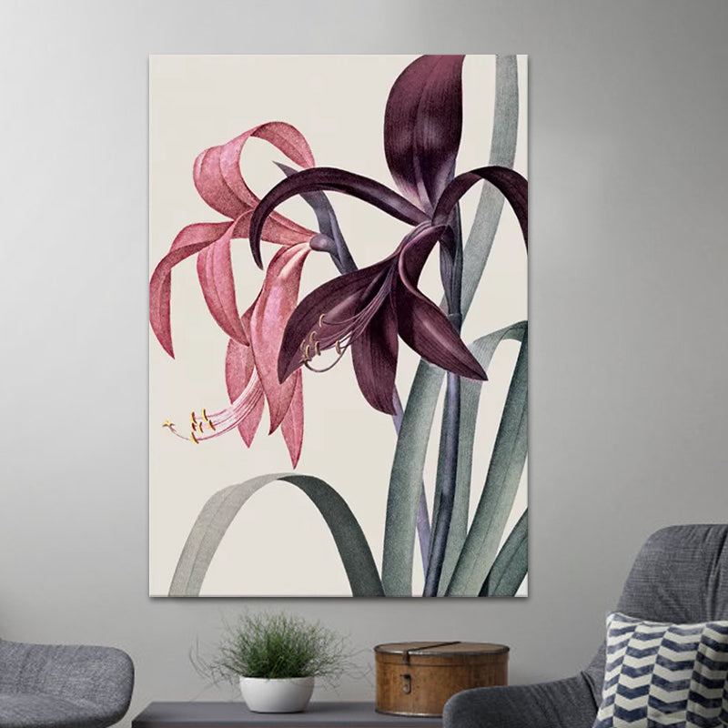 Still Life Flowers Painting Canvas Print Modern Textured Wall Art for Girls Room Purple Clearhalo 'Art Gallery' 'Canvas Art' 'Contemporary Art Gallery' 'Modern' Arts' 1600043
