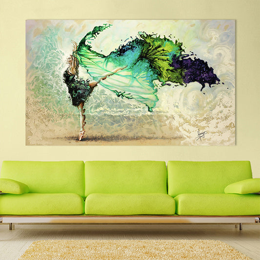 Modernist Woman Dancing Wall Art Canvas Textured Green Painting for Sitting Room Clearhalo 'Art Gallery' 'Canvas Art' 'Contemporary Art Gallery' 'Modern' Arts' 1600079