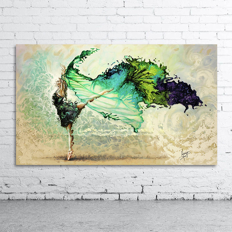 Modernist Woman Dancing Wall Art Canvas Textured Green Painting for Sitting Room Clearhalo 'Art Gallery' 'Canvas Art' 'Contemporary Art Gallery' 'Modern' Arts' 1600080