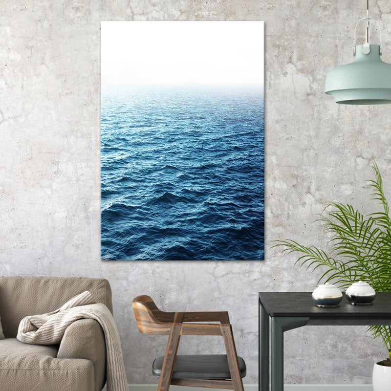 Black and White Modern Art Print Aerial View of Misty Mountain Wall Decor for Home Blue Clearhalo 'Art Gallery' 'Canvas Art' 'Contemporary Art Gallery' 'Modern' Arts' 1600100