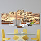 Brown Contemporary Canvas Art A Cup of Afternoon Tea with Castle Afar Scenery Wall Decor for Home Clearhalo 'Art Gallery' 'Canvas Art' 'Contemporary Art Gallery' 'Modern' Arts' 1600118
