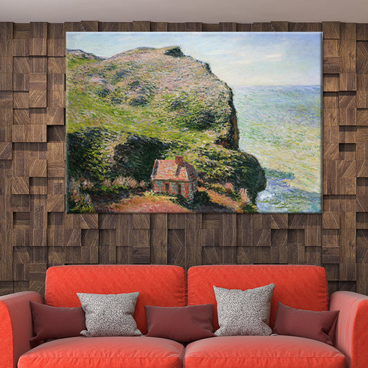 Modern Seascape Wall Art Decor Green House on the Cliff Painting for Home Gallery Clearhalo 'Art Gallery' 'Canvas Art' 'Contemporary Art Gallery' 'Modern' Arts' 1600125