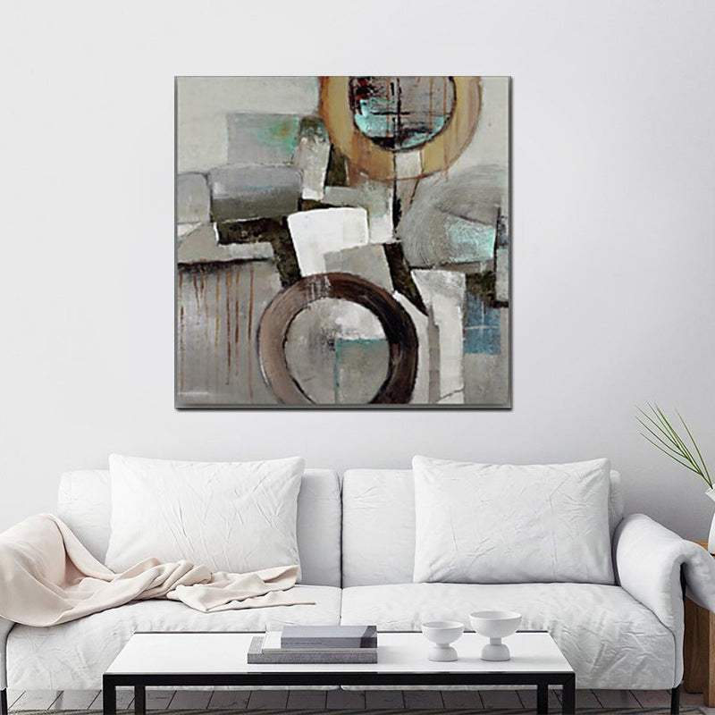 Minimalist Hand-Paint Canvas Art Grey-Brown Geometric Wall Decor for Living Room Clearhalo 'Art Gallery' 'Canvas Art' 'Contemporary Art Gallery' 'Modern' Arts' 1600145