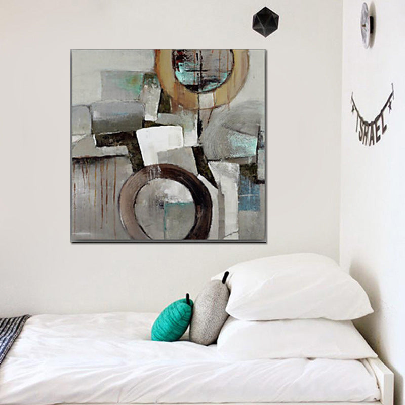 Minimalist Hand-Paint Canvas Art Grey-Brown Geometric Wall Decor for Living Room Clearhalo 'Art Gallery' 'Canvas Art' 'Contemporary Art Gallery' 'Modern' Arts' 1600146