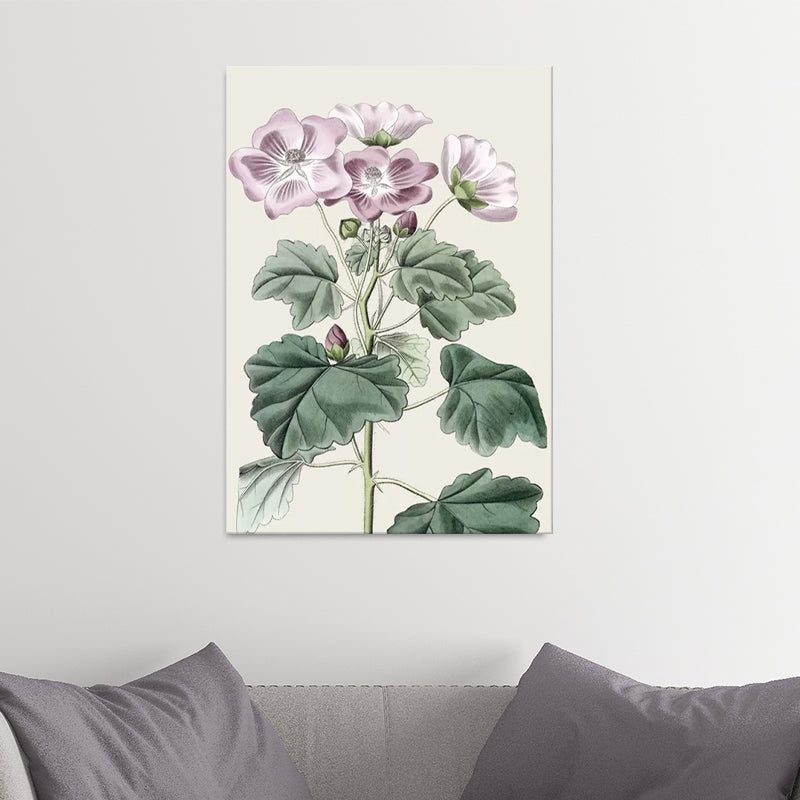 Flowers Canvas Wall Art Textured Surface Minimalistic Girls Living Room Painting Light Purple Clearhalo 'Art Gallery' 'Canvas Art' 'Contemporary Art Gallery' 'Modern' Arts' 1600171