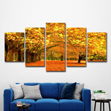 Orange Autumn Scenery Wall Art Maple Tree Avenue Modern Multi-Piece Canvas Print Orange