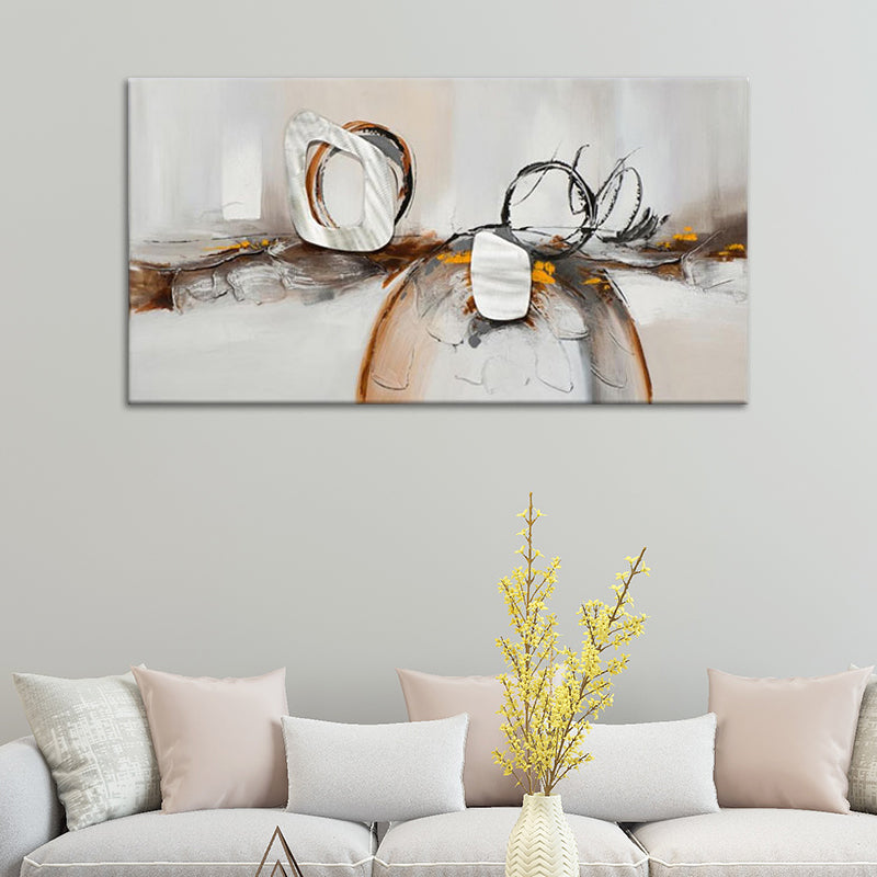 Brown-White Modern Wall Art Decor Abstract Painting Canvas Print for Family Room Brown 24" x 48" Clearhalo 'Art Gallery' 'Canvas Art' 'Contemporary Art Gallery' 'Modern' Arts' 1600239