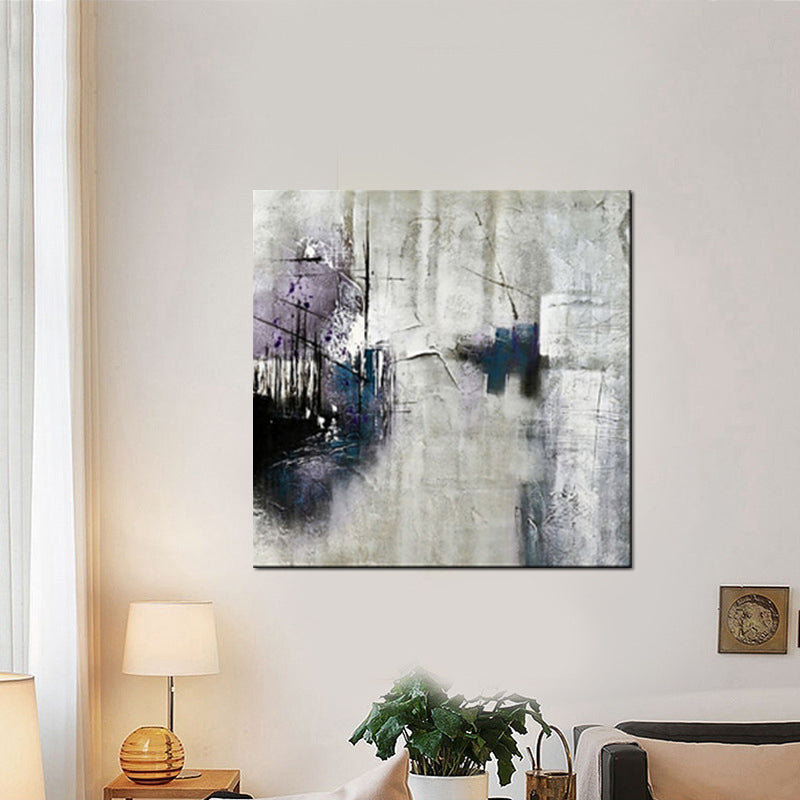 Grey Abstract Canvas Wall Art Sail Craft on Lake Modern Textured Painting for Home Grey 24" x 24" Clearhalo 'Art Gallery' 'Canvas Art' 'Contemporary Art Gallery' 'Modern' Arts' 1600244