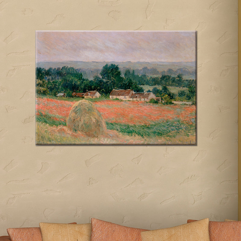 Picturesque Haystack Painting Wall Art for Bedroom Rural Landscape Wrapped Canvas Clearhalo 'Art Gallery' 'Canvas Art' 'Contemporary Art Gallery' 'Modern' Arts' 1600288