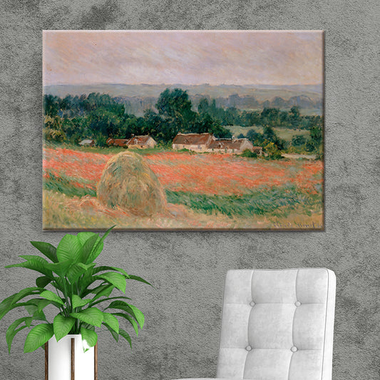 Picturesque Haystack Painting Wall Art for Bedroom Rural Landscape Wrapped Canvas Clearhalo 'Art Gallery' 'Canvas Art' 'Contemporary Art Gallery' 'Modern' Arts' 1600289