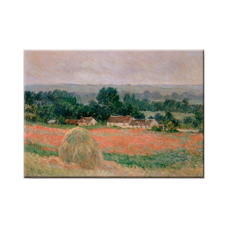 Picturesque Haystack Painting Wall Art for Bedroom Rural Landscape Wrapped Canvas Clearhalo 'Art Gallery' 'Canvas Art' 'Contemporary Art Gallery' 'Modern' Arts' 1600290