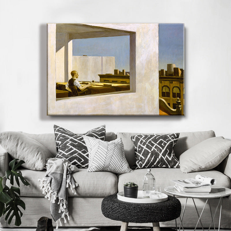 Leisure Time in Cafe Canvas Textured Contemporary Living Room Wall Art Decor in White White Clearhalo 'Art Gallery' 'Canvas Art' 'Contemporary Art Gallery' 'Modern' Arts' 1600319