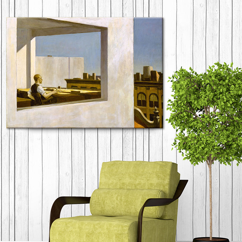 Leisure Time in Cafe Canvas Textured Contemporary Living Room Wall Art Decor in White Clearhalo 'Art Gallery' 'Canvas Art' 'Contemporary Art Gallery' 'Modern' Arts' 1600320