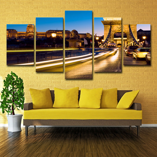 Yellow-Blue Modern Wall Art Decor Road to the Eiffel Tower Canvas Print for Parlor Yellow Clearhalo 'Art Gallery' 'Canvas Art' 'Contemporary Art Gallery' 'Modern' Arts' 1600365