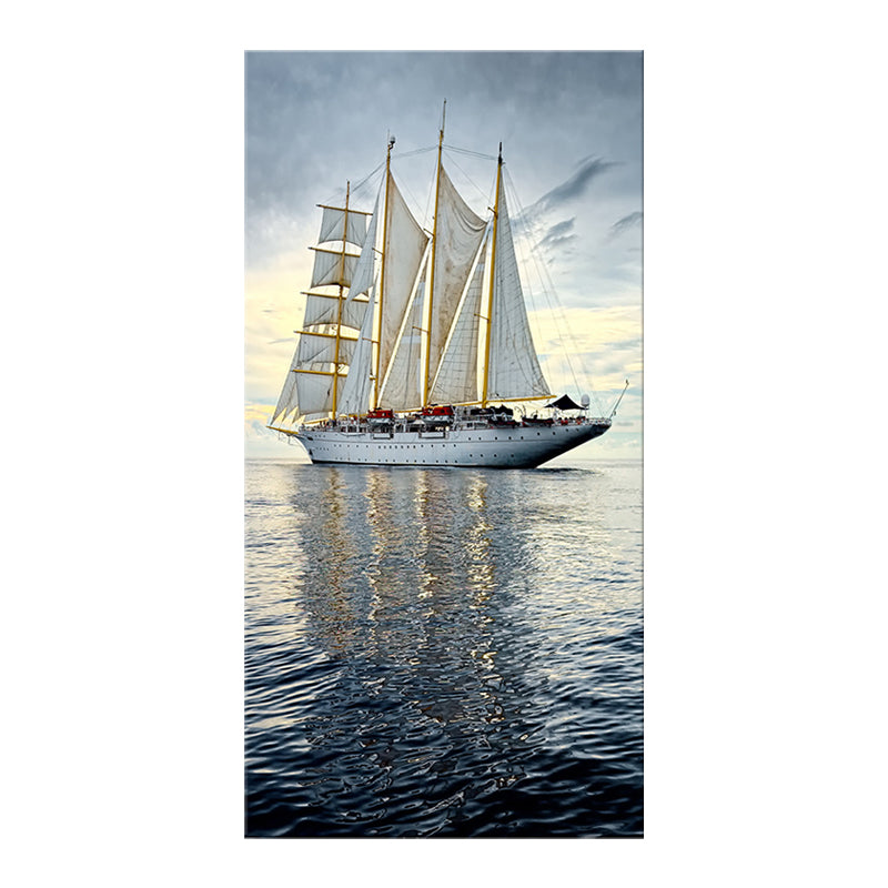 Tropical Canvas Wall Art Blue Sailing Ship on the Ocean Wall Decor for Living Room Clearhalo 'Art Gallery' 'Canvas Art' 'Coastal Art Gallery' 'Nautical' Arts' 1600382