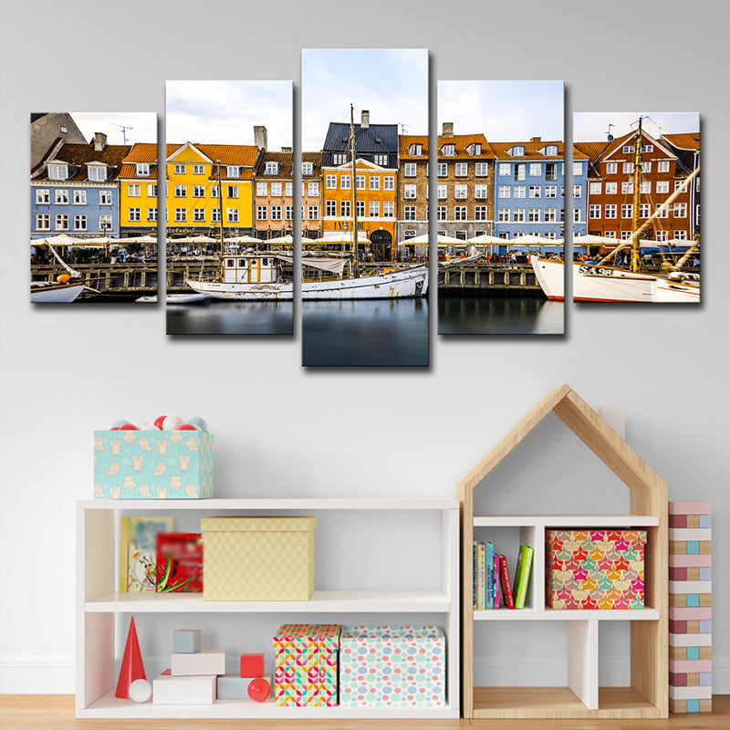 Venice Landscape Wall Art Modern Multi-Piece Canvas in Yellow-Brown for Home Yellow Clearhalo 'Art Gallery' 'Canvas Art' 'Contemporary Art Gallery' 'Modern' Arts' 1600393