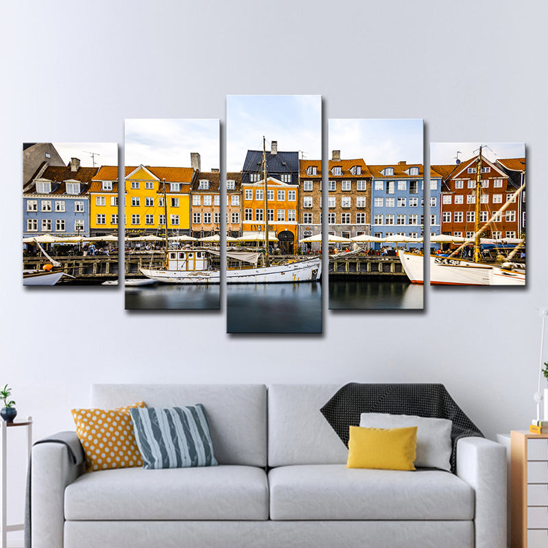 Venice Landscape Wall Art Modern Multi-Piece Canvas in Yellow-Brown for Home Clearhalo 'Art Gallery' 'Canvas Art' 'Contemporary Art Gallery' 'Modern' Arts' 1600395