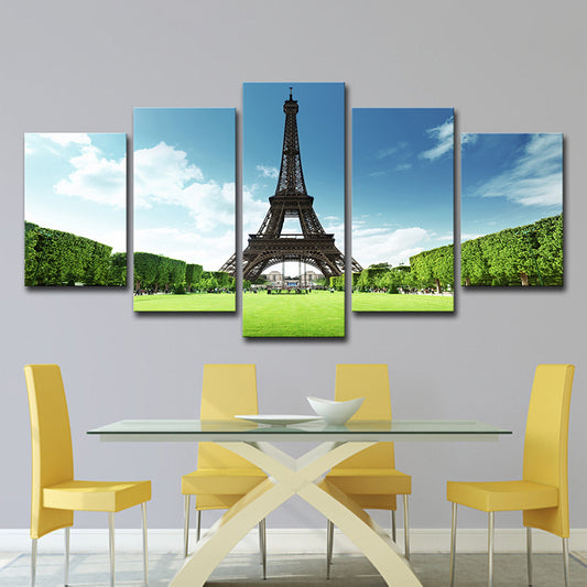Spring Scenic Eiffel Tower Canvas Print Blue Global Inspired Wall Art for Dining Room Blue Clearhalo 'Art Gallery' 'Canvas Art' 'Contemporary Art Gallery' 'Modern' Arts' 1600435