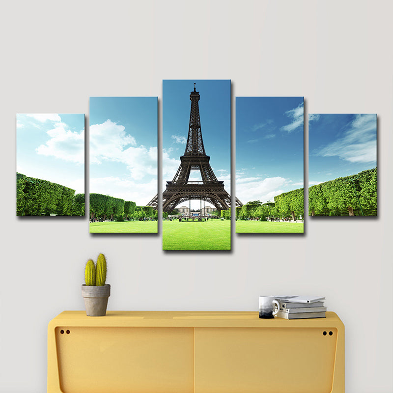 Spring Scenic Eiffel Tower Canvas Print Blue Global Inspired Wall Art for Dining Room Clearhalo 'Art Gallery' 'Canvas Art' 'Contemporary Art Gallery' 'Modern' Arts' 1600436