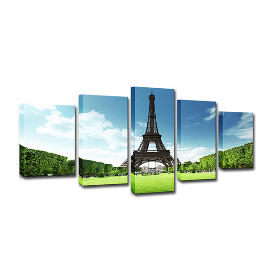 Spring Scenic Eiffel Tower Canvas Print Blue Global Inspired Wall Art for Dining Room Clearhalo 'Art Gallery' 'Canvas Art' 'Contemporary Art Gallery' 'Modern' Arts' 1600438