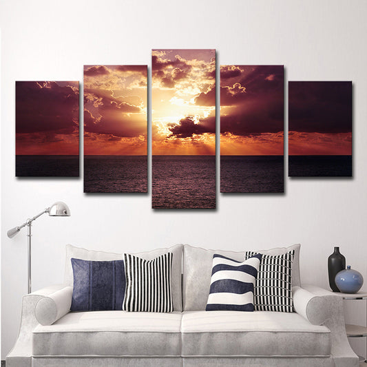 Photography Sunset Ocean Scenery Canvas Wall Art for Living Room, Purple and Orange Purple Clearhalo 'Art Gallery' 'Canvas Art' 'Contemporary Art Gallery' 'Modern' Arts' 1600470