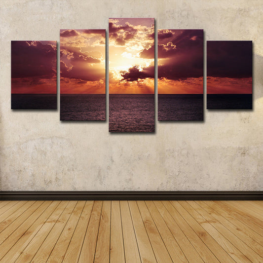 Photography Sunset Ocean Scenery Canvas Wall Art for Living Room, Purple and Orange Clearhalo 'Art Gallery' 'Canvas Art' 'Contemporary Art Gallery' 'Modern' Arts' 1600471