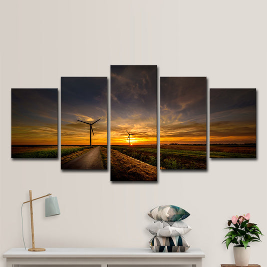 Sunset Country Road Canvas Art Yellow Modern Style Wall Decoration for Living Room Clearhalo 'Art Gallery' 'Canvas Art' 'Contemporary Art Gallery' 'Modern' Arts' 1600486