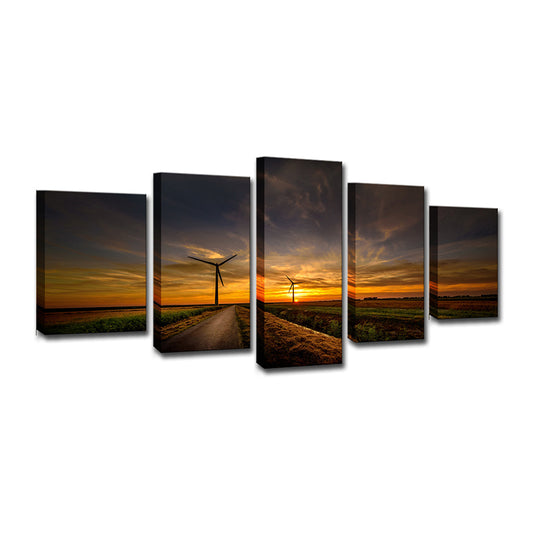Sunset Country Road Canvas Art Yellow Modern Style Wall Decoration for Living Room Clearhalo 'Art Gallery' 'Canvas Art' 'Contemporary Art Gallery' 'Modern' Arts' 1600487