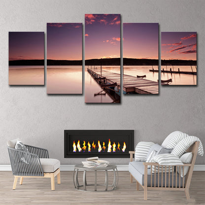 Bridge to the River Canvas Modernism Multi-Piece Living Room Wall Art in Purple Purple Clearhalo 'Art Gallery' 'Canvas Art' 'Contemporary Art Gallery' 'Modern' Arts' 1600498