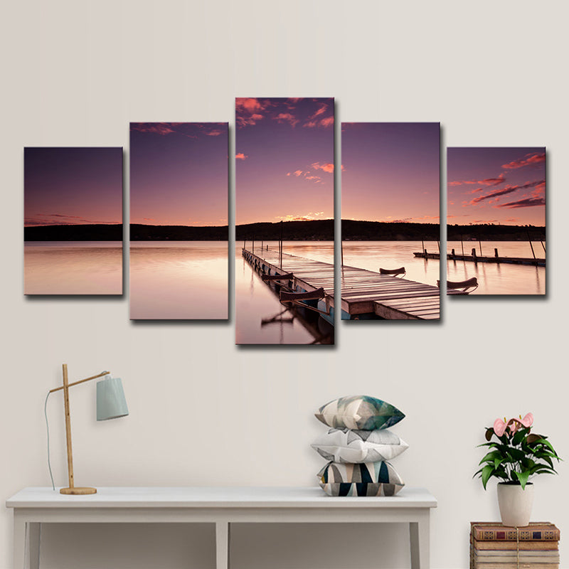 Bridge to the River Canvas Modernism Multi-Piece Living Room Wall Art in Purple Clearhalo 'Art Gallery' 'Canvas Art' 'Contemporary Art Gallery' 'Modern' Arts' 1600499