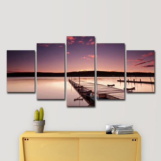 Bridge to the River Canvas Modernism Multi-Piece Living Room Wall Art in Purple Clearhalo 'Art Gallery' 'Canvas Art' 'Contemporary Art Gallery' 'Modern' Arts' 1600500