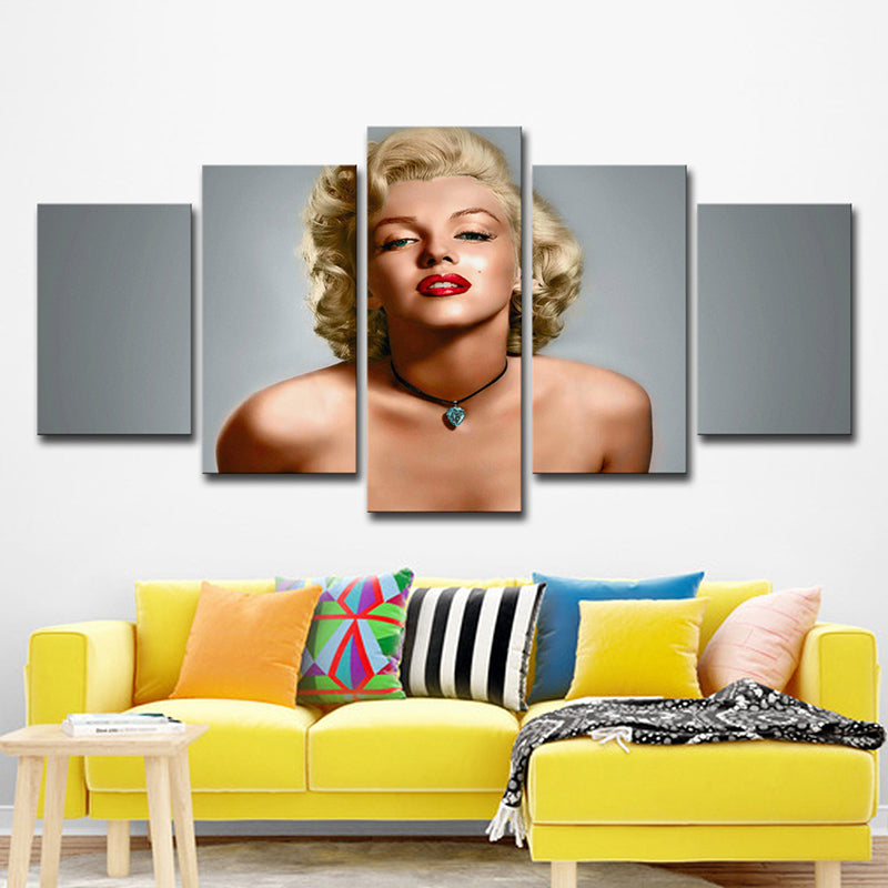 Modernist Marilyn Monroe Wall Art Canvas Multi-Piece Grey Wall Decoration for Bedroom Clearhalo 'Art Gallery' 'Canvas Art' 'Contemporary Art Gallery' 'Modern' Arts' 1600569