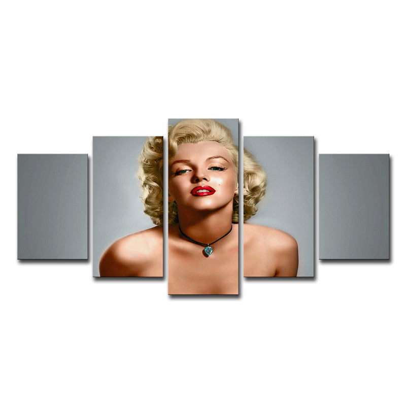 Modernist Marilyn Monroe Wall Art Canvas Multi-Piece Grey Wall Decoration for Bedroom Clearhalo 'Art Gallery' 'Canvas Art' 'Contemporary Art Gallery' 'Modern' Arts' 1600571