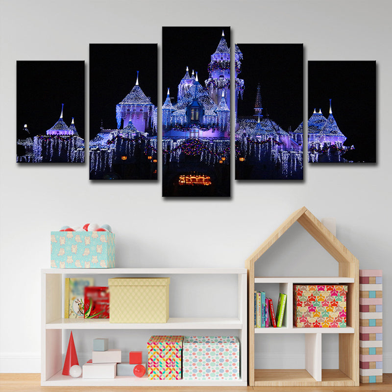 Modern Christmas Amusement Park Art Print Purple and Black Family Room Canvas, Multi-Piece Purple Clearhalo 'Art Gallery' 'Canvas Art' 'Contemporary Art Gallery' 'Modern' Arts' 1600575