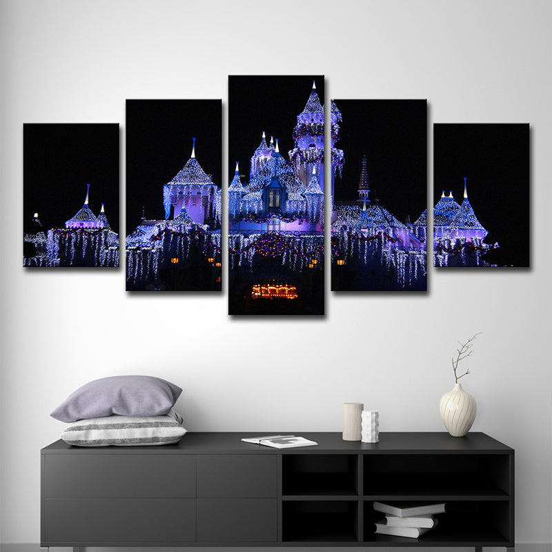 Modern Christmas Amusement Park Art Print Purple and Black Family Room Canvas, Multi-Piece Clearhalo 'Art Gallery' 'Canvas Art' 'Contemporary Art Gallery' 'Modern' Arts' 1600576