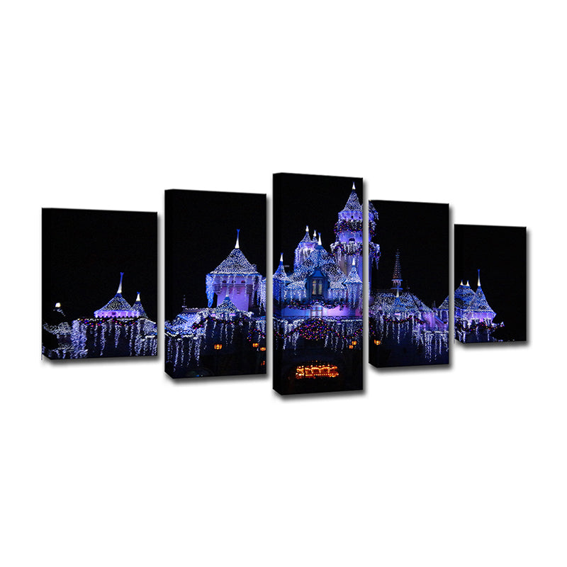 Modern Christmas Amusement Park Art Print Purple and Black Family Room Canvas, Multi-Piece Clearhalo 'Art Gallery' 'Canvas Art' 'Contemporary Art Gallery' 'Modern' Arts' 1600578