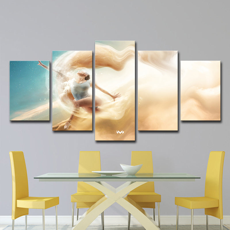 Multi-Piece Dancer Wall Art Modern Style Canvas Print in Light Brown for Girls Room - Clearhalo - 'Arts' - 'Canvas Art' - 1600583