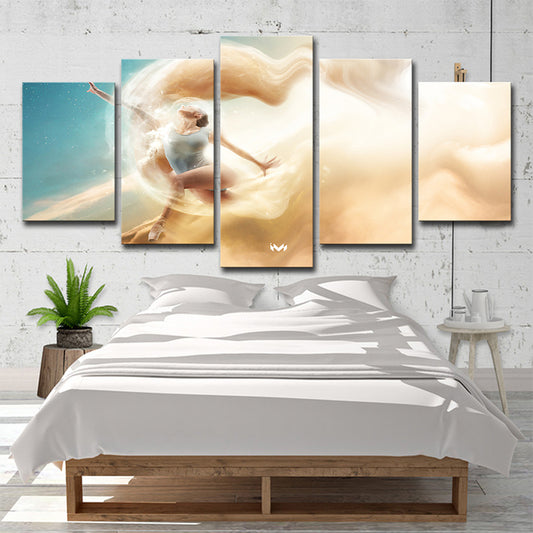 Multi-Piece Dancer Wall Art Modern Style Canvas Print in Light Brown for Girls Room - Clearhalo - 'Arts' - 'Canvas Art' - 1600584
