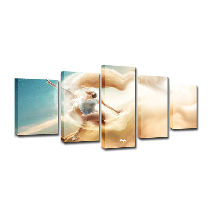 Multi-Piece Dancer Wall Art Modern Style Canvas Print in Light Brown for Girls Room - Clearhalo - 'Arts' - 'Canvas Art' - 1600585