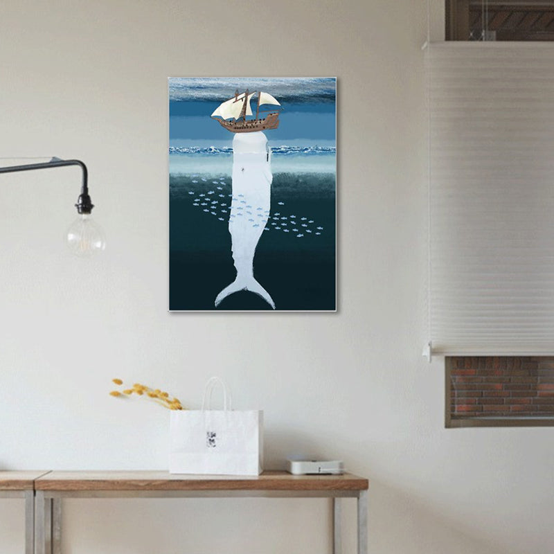 Pastel Color Kids Wall Art Sea Fish with Shelter Top Painting Canvas for Stairway Clearhalo 'Art Gallery' 'Canvas Art' 'Kids' Arts' 1600596